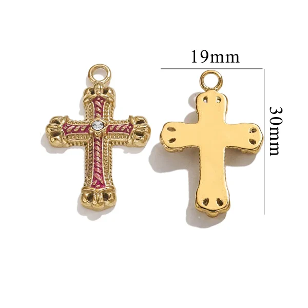 Wholesale Stainless Steel Rhinestone Cross Pendant Charm Necklace DIY Jewelry Accessories Unisex