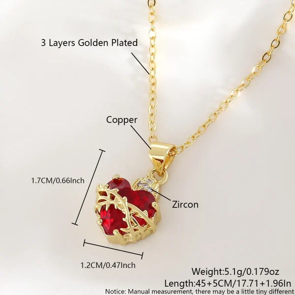 Wholesale Zinc Alloy Rhinestone Love Heart Pendant Necklace Gold Plated Fashion Jewelry
