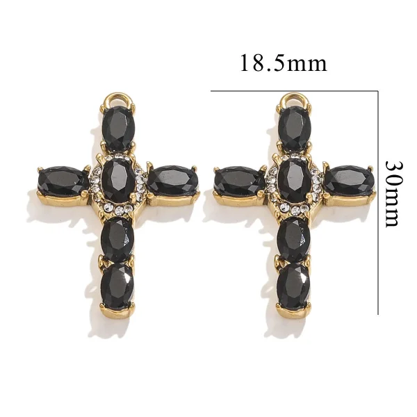 Wholesale Stainless Steel Rhinestone Cross Pendant Charm Necklace DIY Jewelry Accessories Unisex