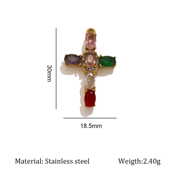 Wholesale Zinc Alloy Rhinestone Cross Pendant Charm Necklace DIY Jewelry Accessories Punk European American Style