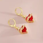 Wholesale Vintage Red Heart Zircon Pendant Earrings Gothic Cross Flame Thorn Copper Plated Zinc Alloy Jewelry