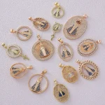 Wholesale Vintage Religious Virgin Mary Pendant Necklace 18K Gold Plated DIY Jewelry Accessories