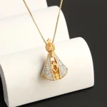 Wholesale Copper Alloy Virgin Mary Pendant Necklace Colorful Zircon Vintage Religious Jewelry - Image 4