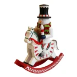 Wholesale 28CM Wooden Christmas Nutcracker Snowman Rocking Horse Figurine Holiday Tabletop Decor Craft Gift - Image 5