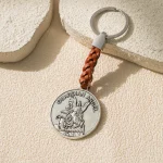 Wholesale Zinc Alloy Guardian Angel Keychain Leather Hanging Ring Accessory Catholic Gift
