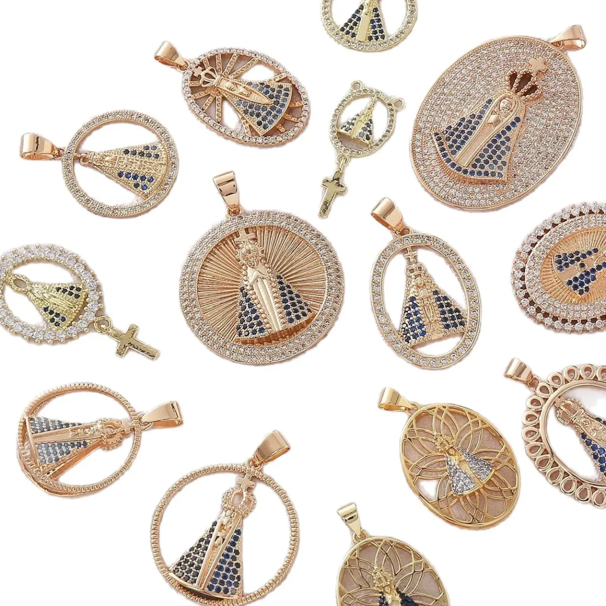 Wholesale Vintage Religious Virgin Mary Pendant Necklace 18K Gold Plated DIY Jewelry Accessories - Image 5