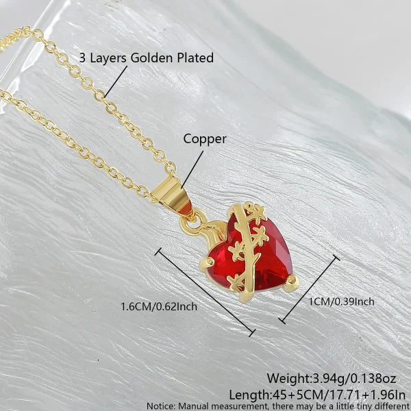 Wholesale Zinc Alloy Rhinestone Love Heart Pendant Necklace Gold Plated Fashion Jewelry