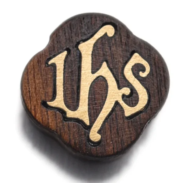 Wholesale Wood Carved Copper Inlay Pendant Charm Necklace DIY Rosary Accessories