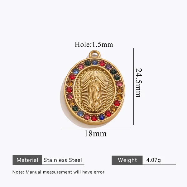 Wholesale Stainless Steel Gold Plated Colorful Rhinestone Oval Pendant Charm Set Vintage DIY Jewelry Accessories
