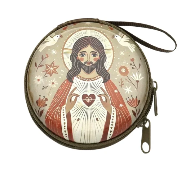 Catholic Rosary Pouch, Storage Bag Zipper case Jewelry Packaging Pendant Coin Storage Pouch Party Gift Cartoon Backpack
