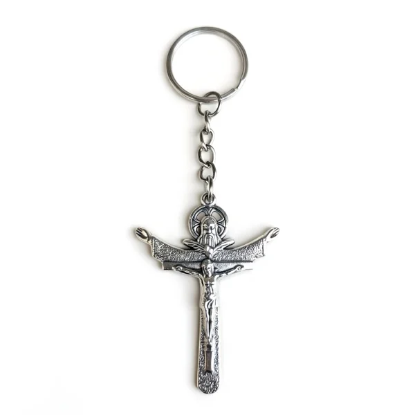 Wholesale Durable Embossed Zinc Alloy Catholic-themed Silver Keychains Event Gifts