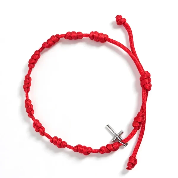 Catholic Rosary Bracelet Colorful Woven Rosary Knot Bracelet Wholesale 11-knot Rope Bracelet with Crucifix Charm