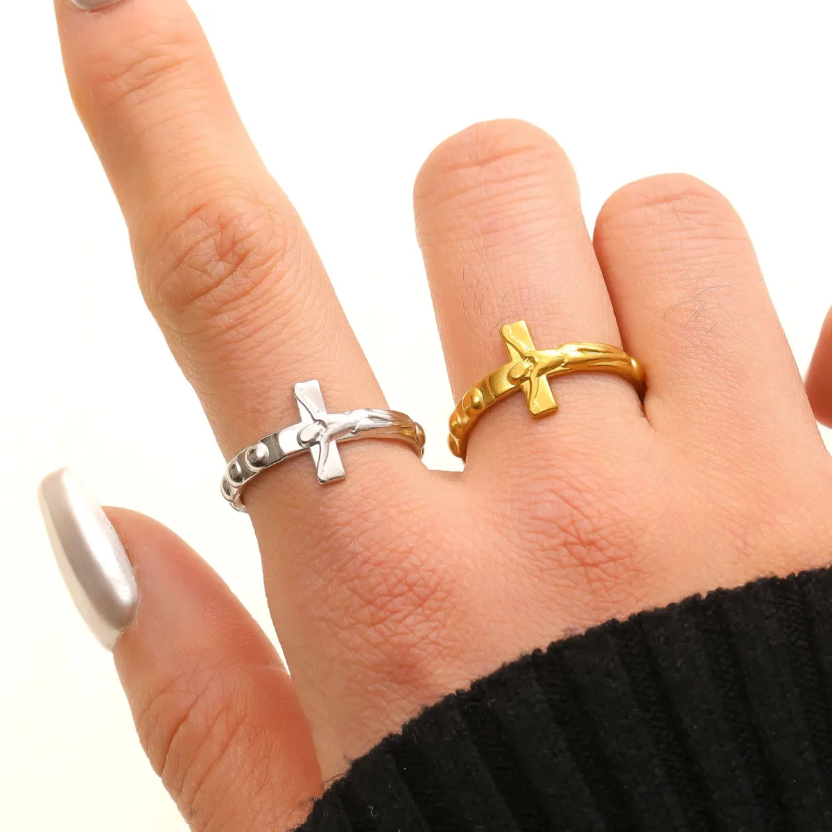 Wholesale Stainless Steel Cross Ring Religious Crucifix Ring Unisex Men Women Fashion Jewelry Gift - Image 2