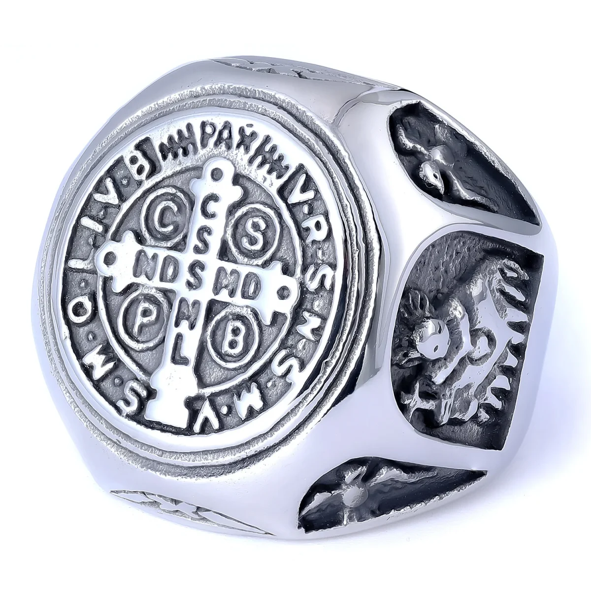 Wholesale Stainless Steel Orthodox Cross Signet Ring Vintage Religious Jewelry Unisex - Image 5