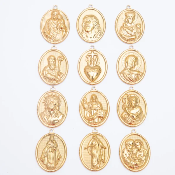 Wholesale Stainless Steel Catholic Religious Figure Gold Plated Pendant DIY Jewelry Accessories