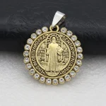 Catholic Saint Benedict Pendant Vintage Diamond-encrusted Metal Exorcism Fashion Jewelry Accessories Wholesale - Image 4