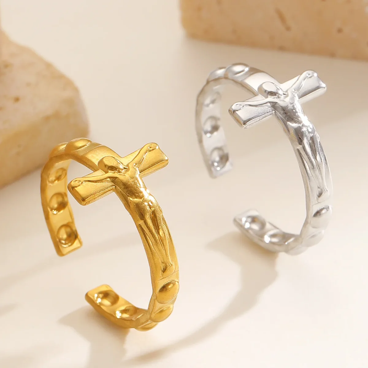 Wholesale Stainless Steel Cross Ring Religious Crucifix Ring Unisex Men Women Fashion Jewelry Gift - Image 4