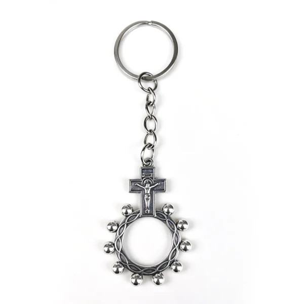 Wholesale Durable Embossed Zinc Alloy Catholic-themed Silver Keychains Event Gifts