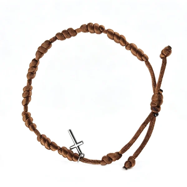 Catholic Rosary Bracelet Colorful Woven Rosary Knot Bracelet Wholesale 11-knot Rope Bracelet with Crucifix Charm