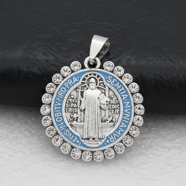 Catholic Saint Benedict Pendant Vintage Diamond-encrusted Metal Exorcism Fashion Jewelry Accessories Wholesale