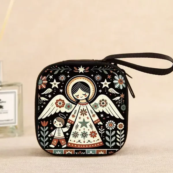 Catholic Rosary Pouch Holder Prayer Beads Bag Holy Family Virgin Mary Sacred Heart Jesus Folk Art Catholic Rosary Case
