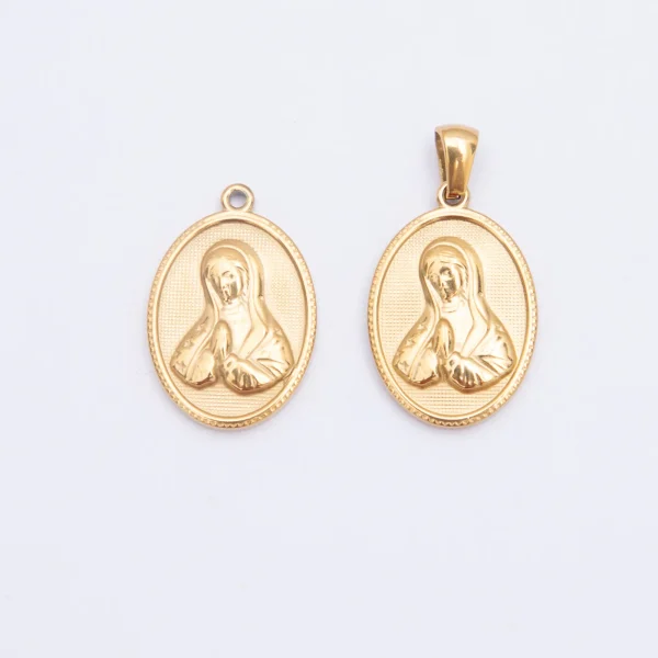 Wholesale Stainless Steel Religious Figure Oval Pendant Charm DIY Jewelry Accessories Unisex Vintage