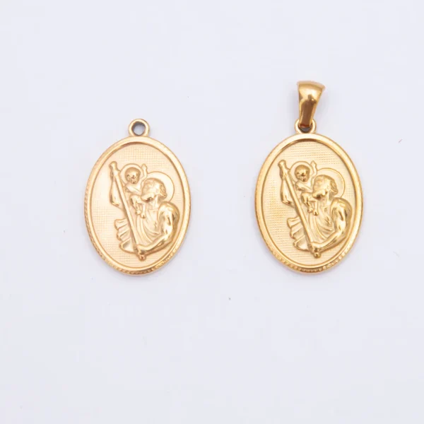 Wholesale Stainless Steel Religious Figure Oval Pendant Charm DIY Jewelry Accessories Unisex Vintage