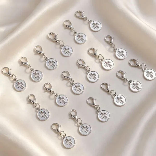 Wholesale Zinc Alloy Cross Pendant Charm Enamel Hollow DIY Jewelry Making Necklace Bracelet Earring Accessories Silver