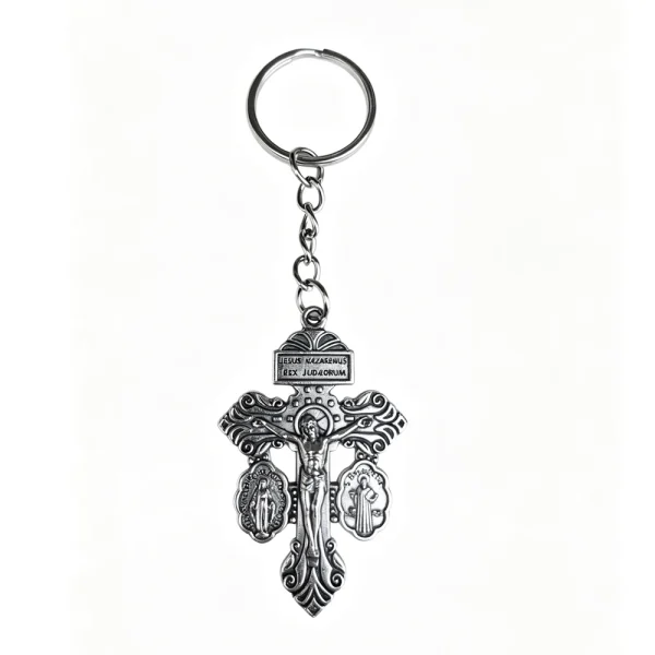 Wholesale Durable Embossed Zinc Alloy Catholic-themed Silver Keychains Event Gifts