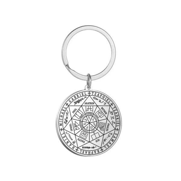 Seven Archangels Magic Array pendant, scripture seal, religious totem runes, stainless steel keychain wholesale