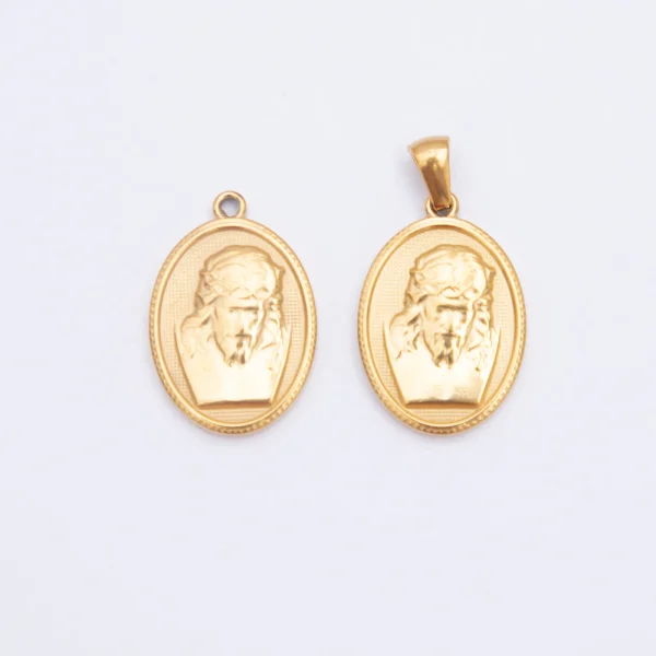 Wholesale Stainless Steel Religious Figure Oval Pendant Charm DIY Jewelry Accessories Unisex Vintage