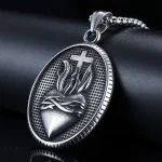 Wholesale Stainless Steel Catholic Jesus Sacred Heart Pendant Cross Charm Religious Jewelry Accessories - Image 3