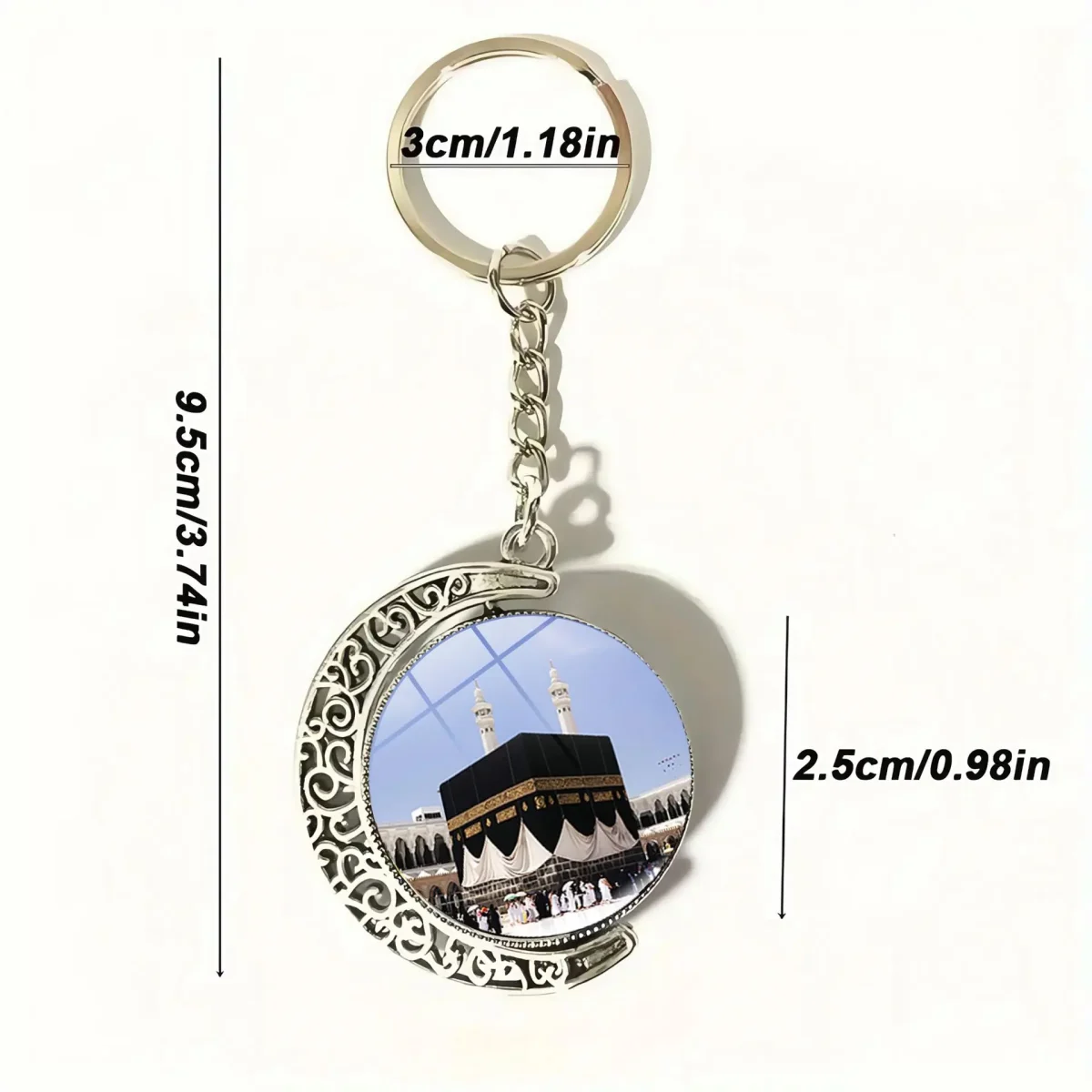 Wholesale Zinc Alloy Moon Rotating Keychain Arabic Theme Double Sided Key Ring Gift - Image 4