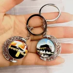 Wholesale Zinc Alloy Moon Rotating Keychain Arabic Theme Double Sided Key Ring Gift - Image 3
