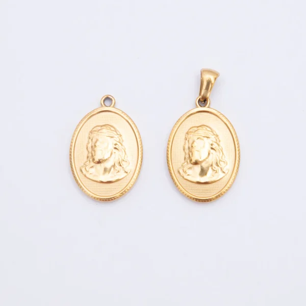 Wholesale Stainless Steel Religious Figure Oval Pendant Charm DIY Jewelry Accessories Unisex Vintage