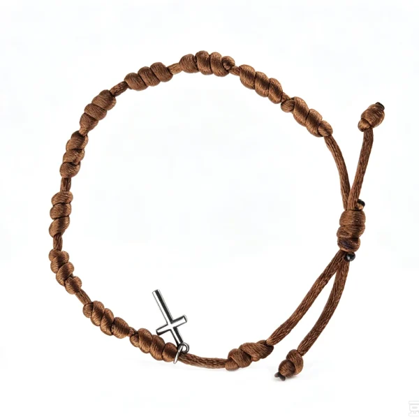 Catholic Rosary Bracelet Colorful Woven Rosary Knot Bracelet Wholesale 11-knot Rope Bracelet with Crucifix Charm