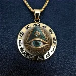 Wholesale Ancient Egyptian Eye of Horus Round Glass Pendant Necklace Vintage Style Jewelry Accessories - Image 3