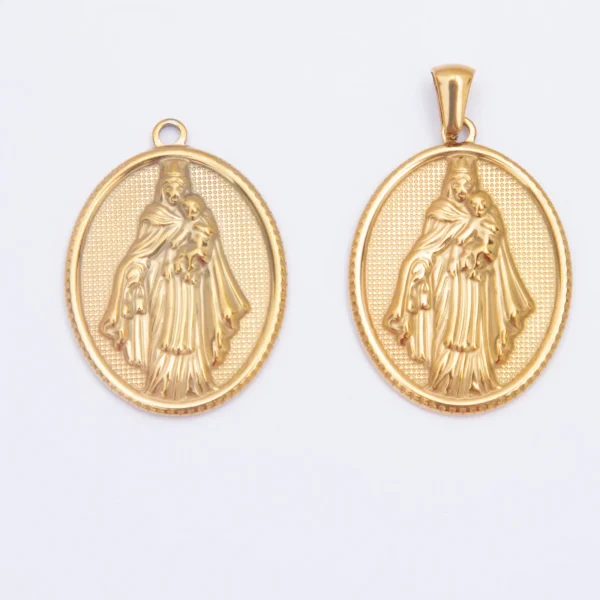 Wholesale Stainless Steel Catholic Religious Figure Gold Plated Pendant DIY Jewelry Accessories