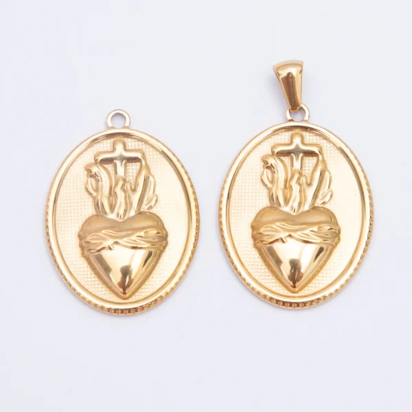 Wholesale Stainless Steel Catholic Religious Figure Gold Plated Pendant DIY Jewelry Accessories