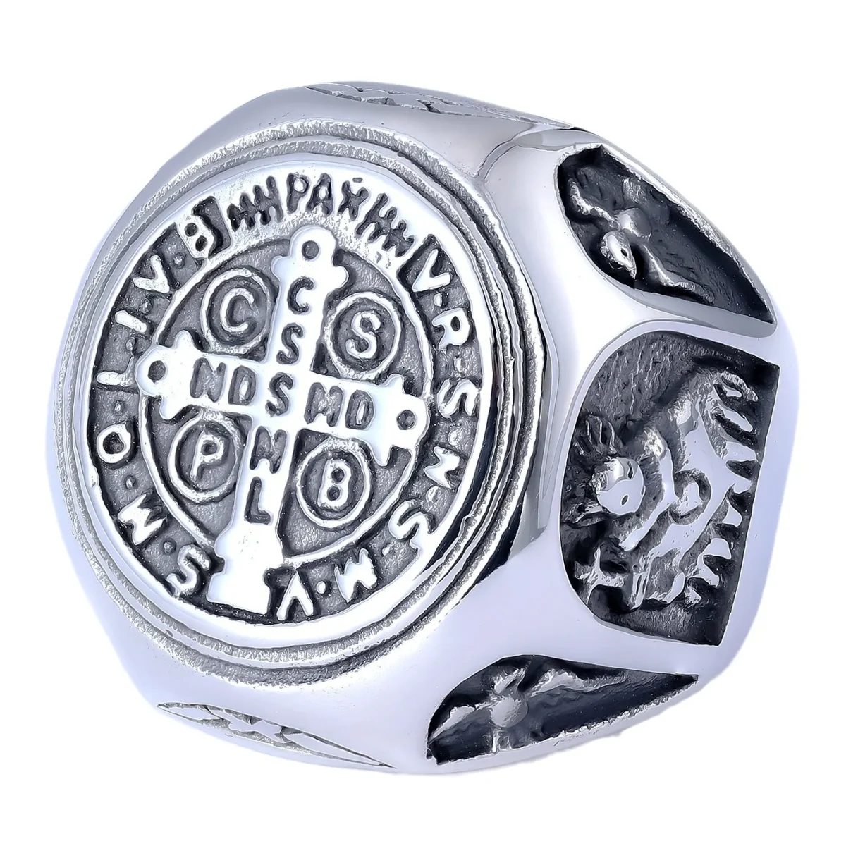 Wholesale Stainless Steel Orthodox Cross Signet Ring Vintage Religious Jewelry Unisex - Image 4