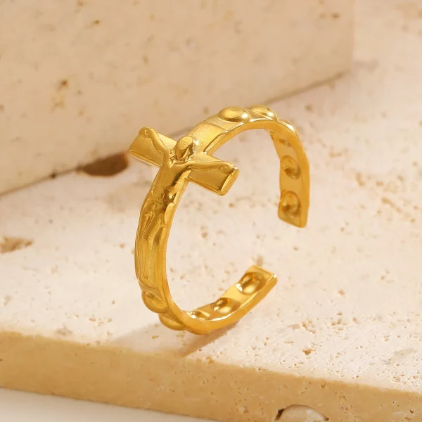 Wholesale Stainless Steel Cross Ring Religious Crucifix Ring Unisex Men Women Fashion Jewelry Gift