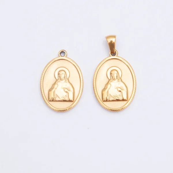 Wholesale Stainless Steel Religious Figure Oval Pendant Charm DIY Jewelry Accessories Unisex Vintage