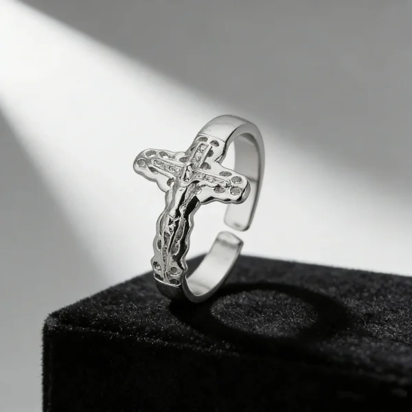 Wholesale Stainless Steel Cross Ring Religious Crucifix Ring Unisex Men Women Fashion Jewelry Gift