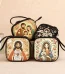 Catholic Rosary Pouch Holder Prayer Beads Bag Holy Family Virgin Mary Sacred Heart Jesus Folk Art Catholic Rosary Case