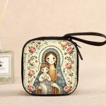Catholic Rosary Pouch Holder Prayer Beads Bag Holy Family Virgin Mary Sacred Heart Jesus Folk Art Catholic Rosary Case - Image 5