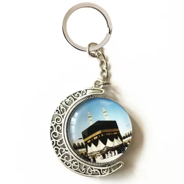 Wholesale Zinc Alloy Moon Rotating Keychain Arabic Theme Double Sided Key Ring Gift