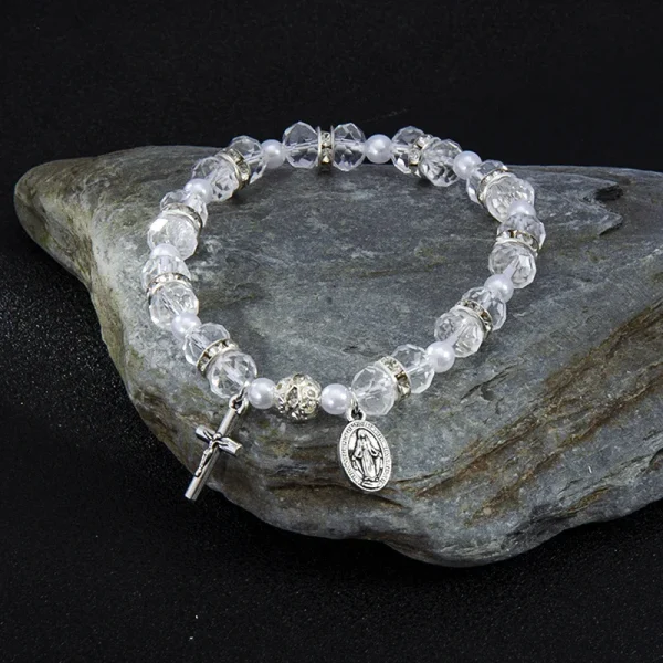Easter Gift Cross Bracelet Glass Crystal Beaded Bracelet Wholesale Fashion Jewelry Accessories