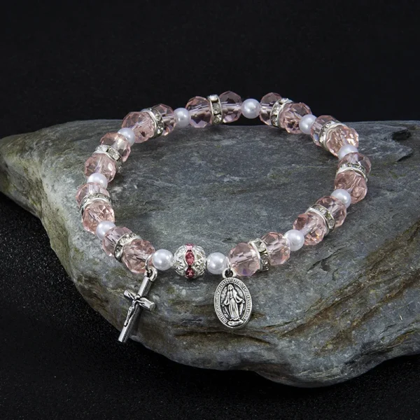 Easter Gift Cross Bracelet Glass Crystal Beaded Bracelet Wholesale Fashion Jewelry Accessories