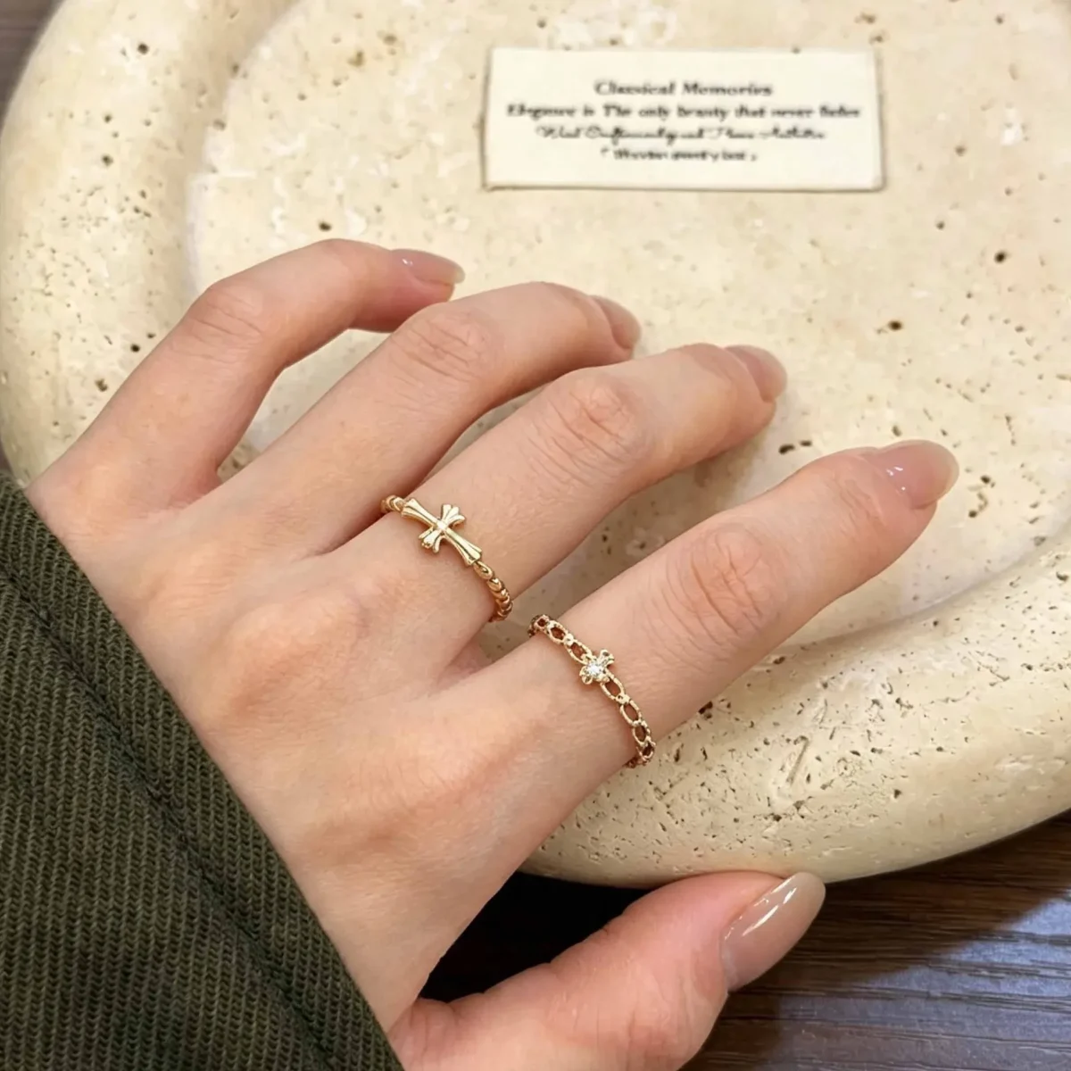 Wholesale Copper Gold Plated Cross Iris Ring Vintage Punk Fashion Jewelry Women Men Unisex Adjustable Finger Rings - Image 2