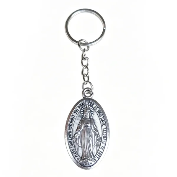 Wholesale Durable Embossed Zinc Alloy Catholic-themed Silver Keychains Event Gifts